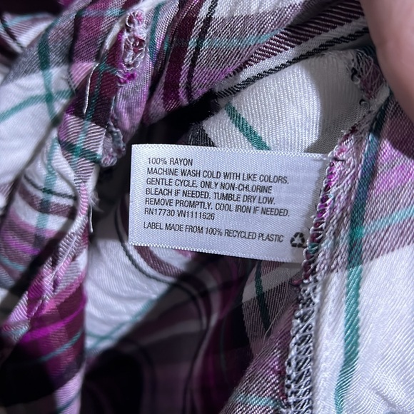 1x Ava & Viv plaid button down 3/4 shirt - Picture 4 of 8